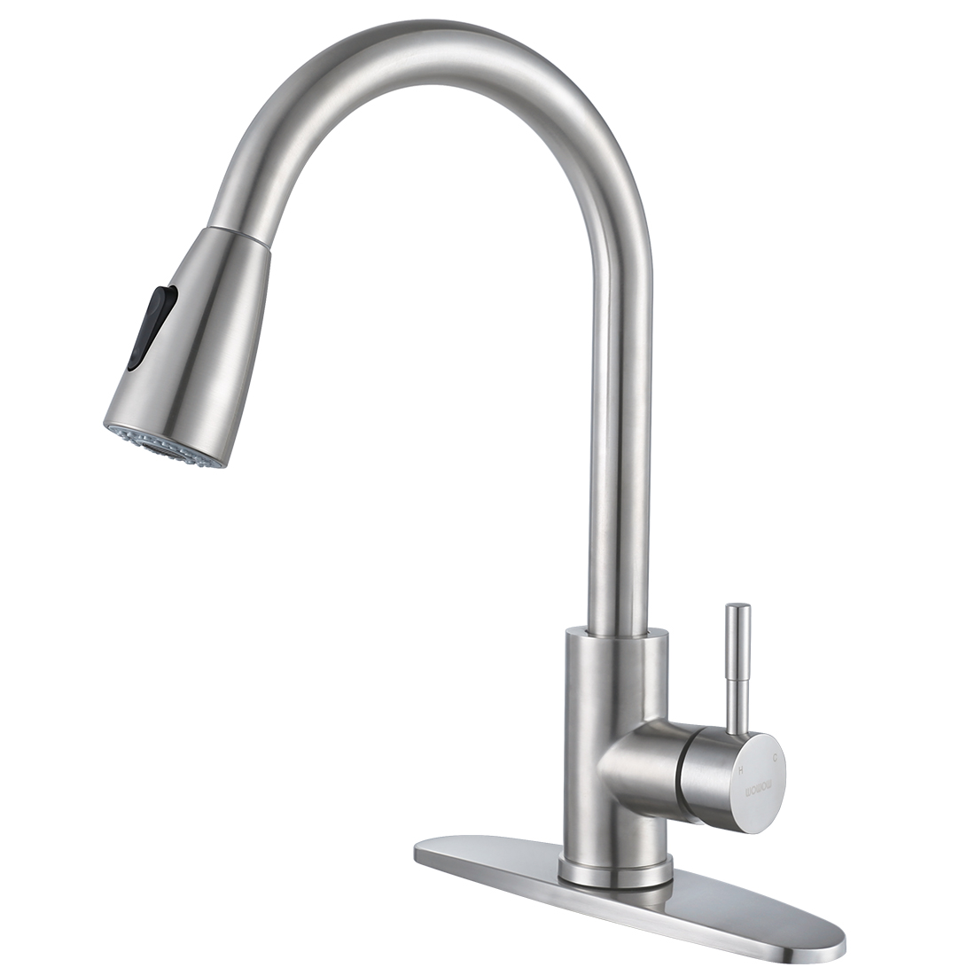 iVIGA 360 Degree Swivel Modern Brushed Nickel High Arc Kitchen Faucet with Pull Out Sprayer