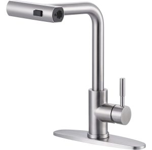 iVIGA Brushed Nickel 3 Modes Splash Proof Sink Faucet with Sprayer