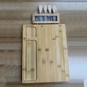 iVIGA Cheese Board and Knife Set Organic Bamboo Wood Charcuterie Platter