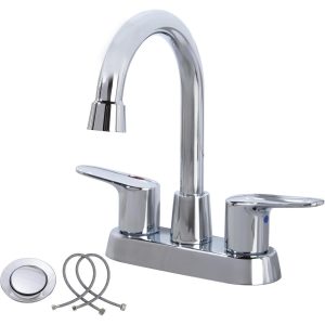 iVIGA 4 Inch Chrome Centerset Bathroom Sink Faucet with Drain and Water Supply Line