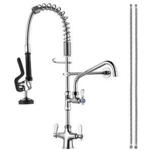 iVIGA 27″ Height Commercial Kitchen Faucet Deck Mount with Pre-Rinse Sprayer