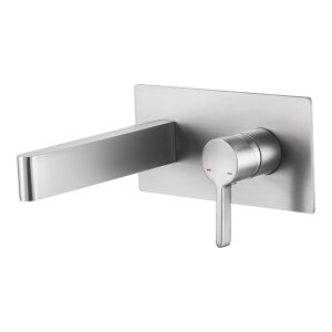 iVIGA Brushed Nickel Single Handle Wall Mount Bathroom Sink Faucet with Rough in Valve Included