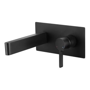 iVIGA Matte Black Single Handle Wall Mount Bathroom Sink Faucet with Rough in Valve Included