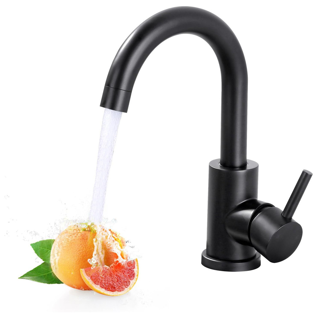 iVIGA Matte Black Modern Single-Handle Bar Bathroom Kitchen Sink Faucet with 360°Swivel Spout